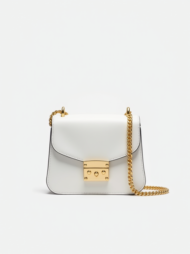 Bland Leather Bag — White/Gold