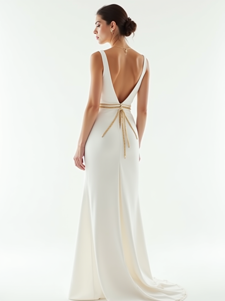 Bland Cocktail Dress — White/Gold Chain