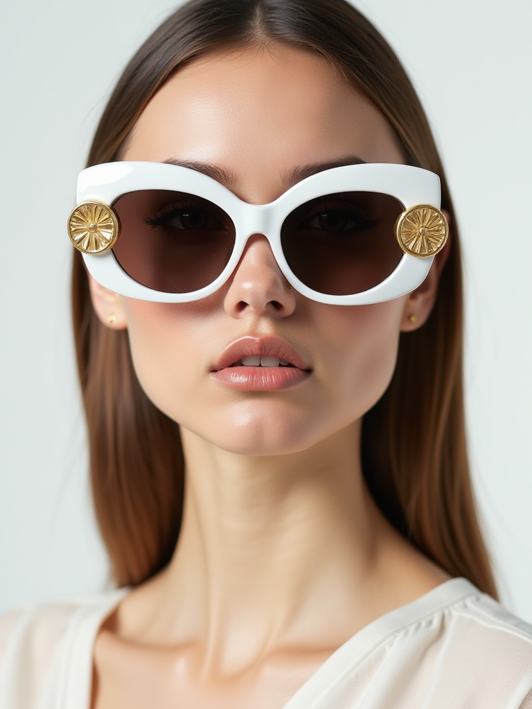 Bland Oversized Frames — White/Gold